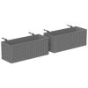2 Pack 20 Inch Railing Flower Pots, Self-Watering Hanging Planter Box for Fence, Garden, Rattan Look, Gray