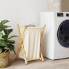 Laundry Basket Cream White 16.3"x14.2"x25" Bamboo