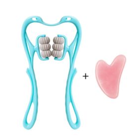 Multifunctional Manual Six-wheel Neck Massager Massage Relieve Roller Massage Tool (Option: Blue6 rollers suit)